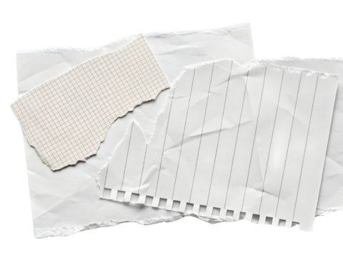 Torn Blank Sheet of Lined Paper Isolate on transparent background cutout, PNG file, Cutout file