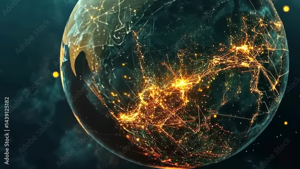 Poster illuminated global network: visualizing interconnected data across earth