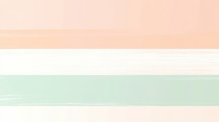 Fototapeta premium Minimalist pastel peach and mint horizontal stripes with subtle brushstroke textures creating a soft and elegant background.