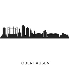 Naklejka premium Oberhausen Cityscape Skyline Black Silhouette.