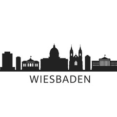 Fototapeta premium Wiesbaden Skyline Germany Landmark Silhouette.