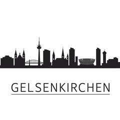 Fototapeta premium Gelsenkirchen Skyline Silhouette Black and White.