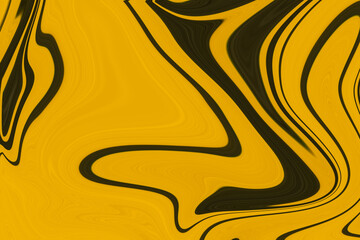 Abstract background of yellow liquid. Abstract texture of liquid. Swirl shapes background.