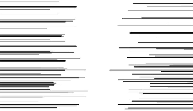 Manga effect with horizontal motion or sound lines in black and white. Vector illustration. 