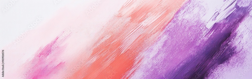 Poster abstract pencil strokes and blotches in gradient coral, lavender and pink tones on textured backgrou