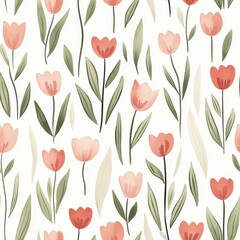 Obraz premium Elegant Watercolor Tulip Flower Pattern for Fabrics and Spring-Themed Designs