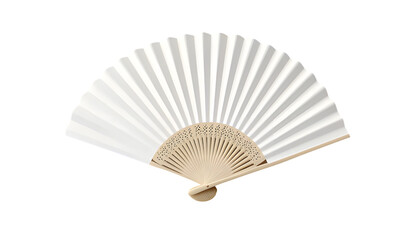 Chinese Hand Fan Isolated – Handheld Souvenir from China or Japan, Folding Paper or Silk Blower, Traditional Oriental White and Gold Design, 3D Vector Mockup