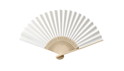 Chinese Hand Fan Isolated – Handheld Souvenir from China or Japan, Folding Paper or Silk Blower, Traditional Oriental White and Gold Design, 3D Vector Mockup