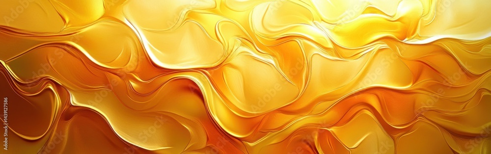 Poster Dynamic Gold and Yellow Abstract Background Texture - Elegant Swirls and Fluid Design for Modern Creative Projects