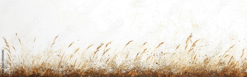 Poster textured golden brown grass pattern with white background creates a natural, rustic design element f