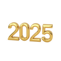 Golden numbers representing the year 2025.