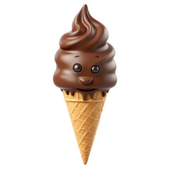 Cute chocolate ice cream cone with a smile.