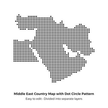 Stylized Middle East Map with Dot Circle Pattern Vector Art Illustration
