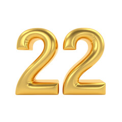 Golden number twenty-two in digital design style.