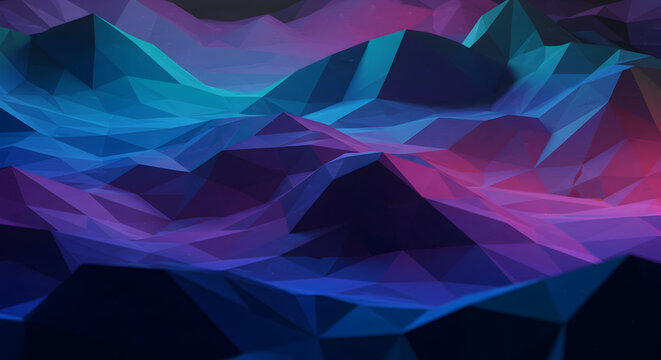 Abstract Polygonal Landscape With Vibrant Colors For Modern Backgrounds