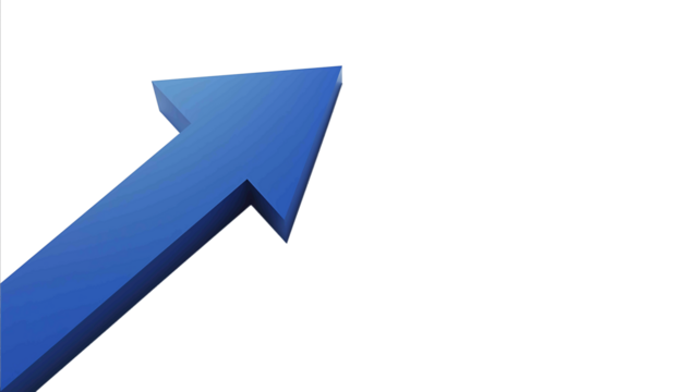 A blue curved flat arrow pointing downwards on a clean white background perfectly captured in a cinematic style The natural lighting highlights the arrows contours creating a realis