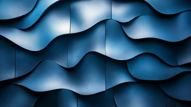 Blue wavy tile facade background of a modern architectural building design