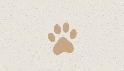 The image shows a paw print on a speckled background.