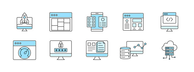 Programming icons set. Programming icon and symbol. Programming elements. Simple flat vector icon.