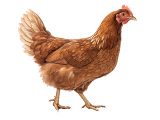 Fototapeta premium Brown Chicken Walking Isolate on transparent background cutout, PNG file, Cutout file
