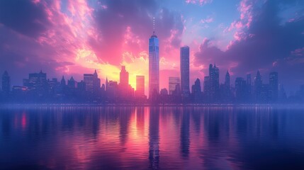 Fototapeta premium New York City skyline at sunset