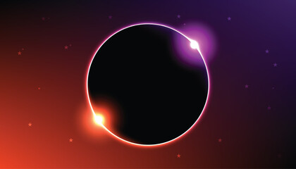  Abstract Solar Eclipse Glowing Ring of Light with Cosmic Background