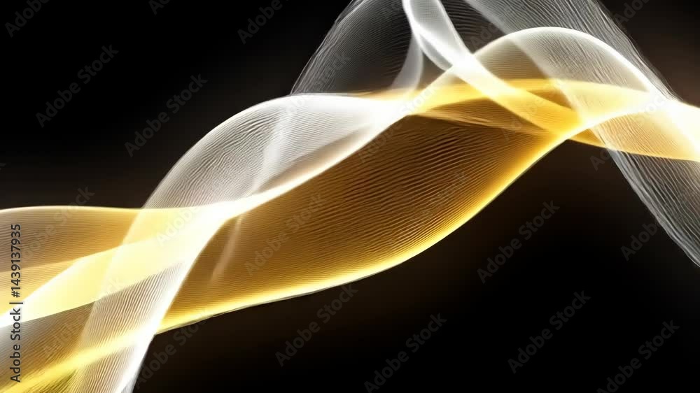 Poster dynamic flowing light waves on black background with abstract patterns