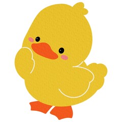 Cute Animal Duck characters. Hand drawn farm animal cartoon design of yellow duck, duckling, chick in different pose. Adorable baby duck illustration for sticker, clipart, education.