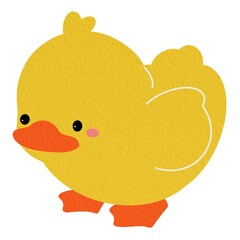 Cute Animal Duck characters. Hand drawn farm animal cartoon design of yellow duck, duckling, chick in different pose. Adorable baby duck illustration for sticker, clipart, education.