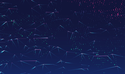Abstract space polygonal illustration. Big data code representation. Graphic concept for your design.