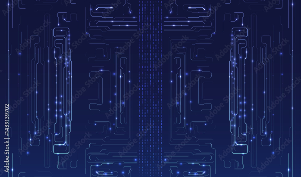Wall mural abstract futuristic circuit board background. big data code representation. hi-tech illustration of 
