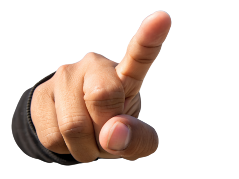 Pointing Hand Gesture Isolate on transparent background cutout, PNG file, Cutout file