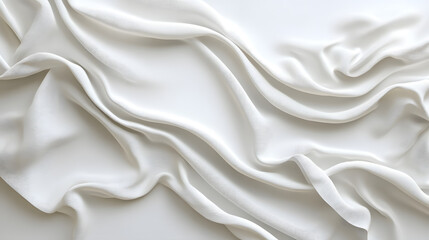 Fototapeta premium Elegant white fabric texture studio setting photography minimalist design close-up textile art