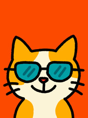 Cat hand drawn art - canvas print art - wall decoration - colorful cat - kids book - cat expression