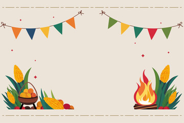 Obraz premium Cute Background for Festa Junina or São João event with clean layout and soft color. Vector Illustration. 