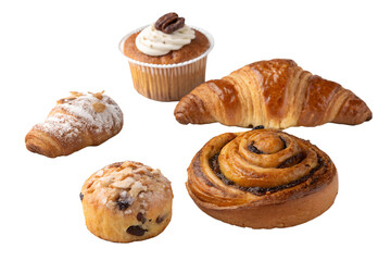 Fototapeta premium variety of pastries isolated on white background png
