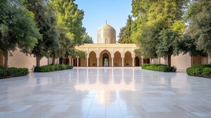 Fototapeta premium Tranquil courtyard, Islamic architecture, serene