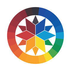 Fototapeta premium Color wheel design showcasing a spectrum of vibrant hues set against a white background