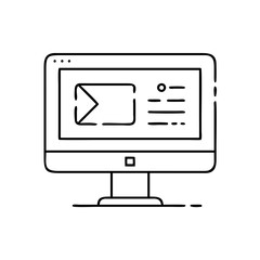 computer monitor icon, computer monitor line art - simple line art of computer monitor, perfect for computer monitor logos and icons