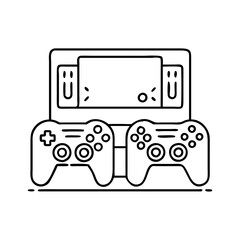 console with controllers icon, console with controllers line art - simple line art of console with controllers, perfect for console with controllers logos and icons