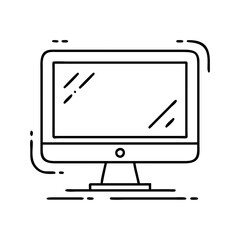 computer monitor icon, computer monitor line art - simple line art of computer monitor, perfect for computer monitor logos and icons