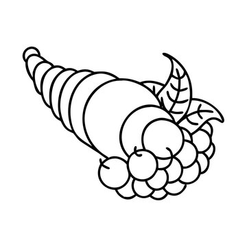 recommend clip art: cornucopia icon, cornucopia line art - simple line art of cornucopia, perfect for cornucopia logos and icons