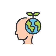 Green earth colored icons, minimalist vector illustration ,simple transparent graphic element .Isolated on white background