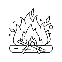 crackling fire icon, crackling fire line art - simple line art of crackling fire, perfect for crackling fire logos and icons
