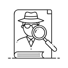 detective novel icon, detective novel line art - simple line art of detective novel, perfect for detective novel logos and icons
