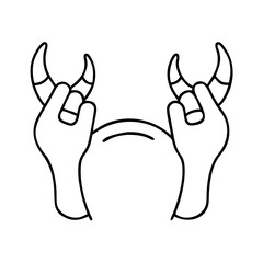 devil horns icon, devil horns line art - simple line art of devil horns, perfect for devil horns logos and icons