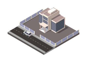Isometric modern office building