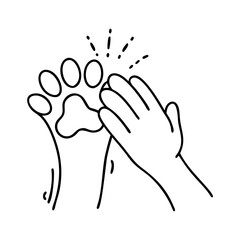 Obraz premium dog paw high five icon, dog paw high five line art - simple line art of dog paw high five, perfect for dog paw high five logos and icons