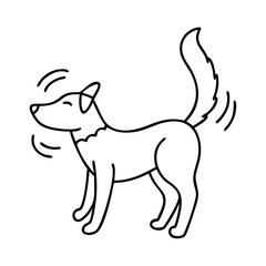 dog s playful tail wagging icon, dog s playful tail wagging line art - simple line art of dog s playful tail wagging, perfect for dog s playful tail wagging logos and icons