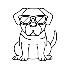 dog wearing sunglasses icon, dog wearing sunglasses line art - simple line art of dog wearing sunglasses, perfect for dog wearing sunglasses logos and icons